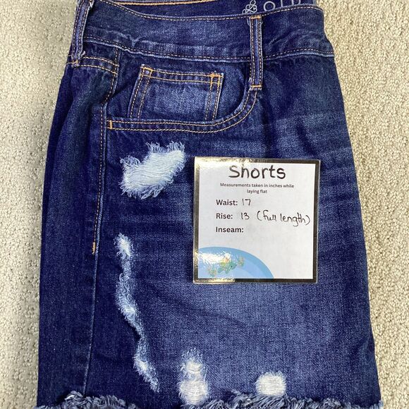 Old Navy Denim Mini Skirt Size 12 Dark Wash Distressed Frayed Hem - Picture 5 of 5